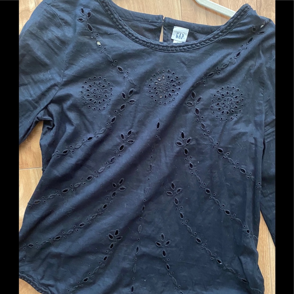 Black eyelet blouse